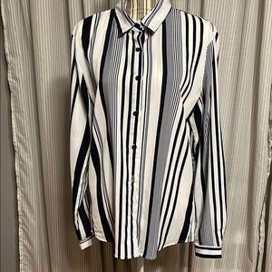 Match Striped Button-Up Blouse